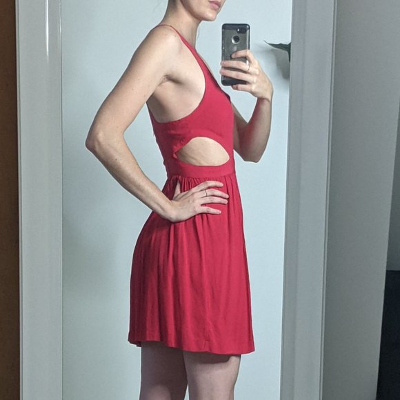 Coincidence & Chance Red Cutout Mini Skater Dress - Picture 6 of 8